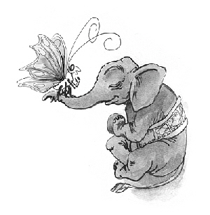Elefant_Meditation,  Illustration Manfred Schmidt